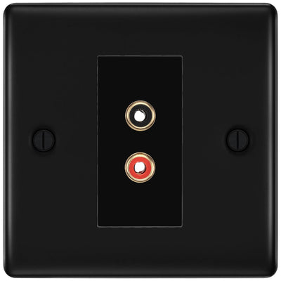 BG Nexus Matt Black Euro Module RCA X 2 Outlet NFBRCA2B by British General (BG-NFBRCA2B)