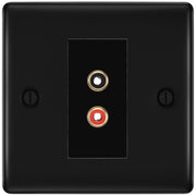 BG Nexus Matt Black Euro Module RCA X 2 Outlet NFBRCA2B by British General (BG-NFBRCA2B)