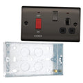 BG Nexus Black Nickel 45A DP Switch 13A Socket Neon NBN70B and 25mm Steel Back Box