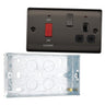 BG Nexus Black Nickel 45A DP Switch 13A Socket Neon NBN70B and 25mm Steel Back Box by British General (BG-NBN70B+HGS04)