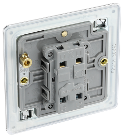 BG Electrical FPC13 Nexus Screwless Flat-Plate Single Intermediate Light Switch Polished Chrome 10A