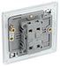 FPC13 Back - This Screwless Flat plate polished chrome finish 20A 16AX intermediate light switch from British General should be used as the middle switch when you need to operate one light from 3 different locations such as either end of a hallway and at the top of the stairs.