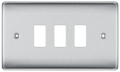 BG RNBS3 Nexus Grid Brushed Steel 3 Module Front Plate