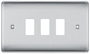 BG RNBS3 Nexus Grid Brushed Steel 3 Module Front Plate