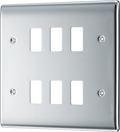 BG RNPC6 Nexus Grid Polished Chrome 6 Module Front Plate