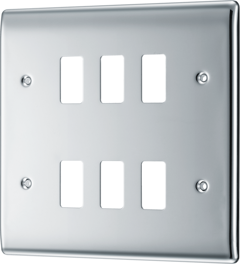 BG RNPC6 Nexus Grid Polished Chrome 6 Module Front Plate