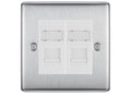 BG Nexus Metal Brushed Steel 2 Gang RJ45 Data Socket NBSRJ452W White Inserts
