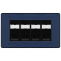 BG Evolve Matt Blue 4 Gang RJ45 Cat5e Data Socket Black Inserts