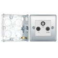 BG Nexus Polished Chrome Triplex TV/FM/Sat Socket NPC67 with 25mm Steel Back Box
