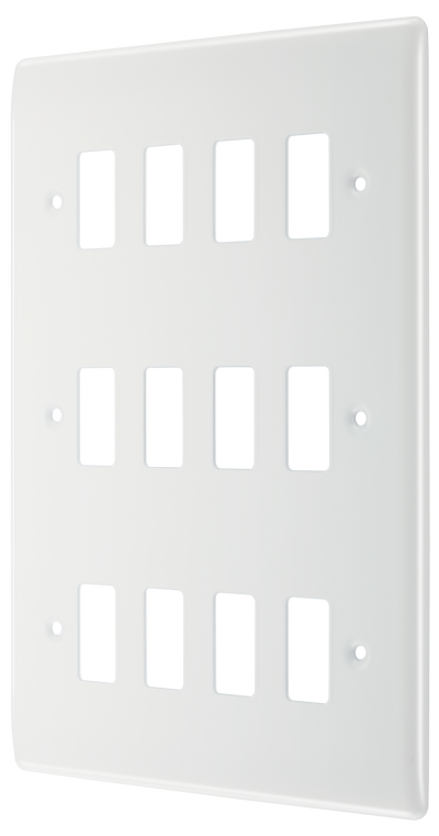 BG R812 Nexus Grid | White | Moulded 12 Module Front Plate by British General (BG-R812)