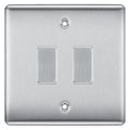 BG Brushed Steel 2 Gang Light Switch 1x Intermediate 1x 2 Way Custom Switch
