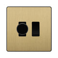 BG Evolve Satin Brass 2 Gang Switch 1x Trailing Edge LED Dimmer 1x Intermediate Grid Switch