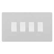 BG Evolve Brushed Steel 4 Gang Light Switch 2x Intermediate 2x 2 Way Custom Grid Switch by BG Evolve (BG-EVOLVE-BS-4G-CUSTOM-2x-INT-2x-2WAY-SP)