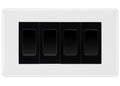 BG White Moulded 4-Gang Light Switch 2x 2-Way + 2x Intermediate – Black Inserts