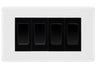 BG White Moulded 4-Gang Light Switch 2x 2-Way + 2x Intermediate – Black Inserts by British General (BG-Nexus-WM-4G-Combo-2x INT-2x 2WAY-BL)