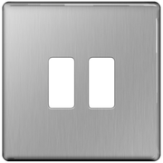 BG Nexus GFBS2 Grid Brushed Steel 2 Gang Front Plate by British General (BG-GFBS2-1)