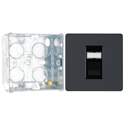 BG Evolve Matt Grey RJ45 Cat6 Single Data Outlet PCDMGRJ451B with 35mm Steel Back Box