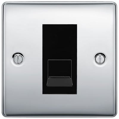 BG Nexus Polished Chrome Single RJ11 Telephone Socket NPCRJ111 - Black Insert by British General (BG-NPCRJ111B)