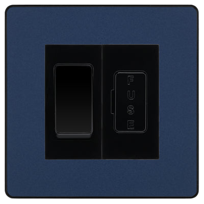 BG Evolve Matt Blue 2 Way Light Switch & 13A Fused Spur Plate | Black Insert