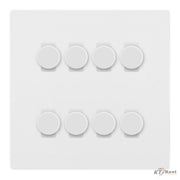 BG Evolve Pearlescent White 8 Gang Dual Mode LED Dimmer Light Switch 2 Way Custom Switch