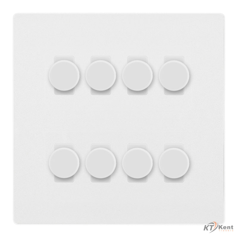 BG Evolve Pearlescent White 8 Gang Dual Mode LED Dimmer Light Switch 2 Way Custom Switch