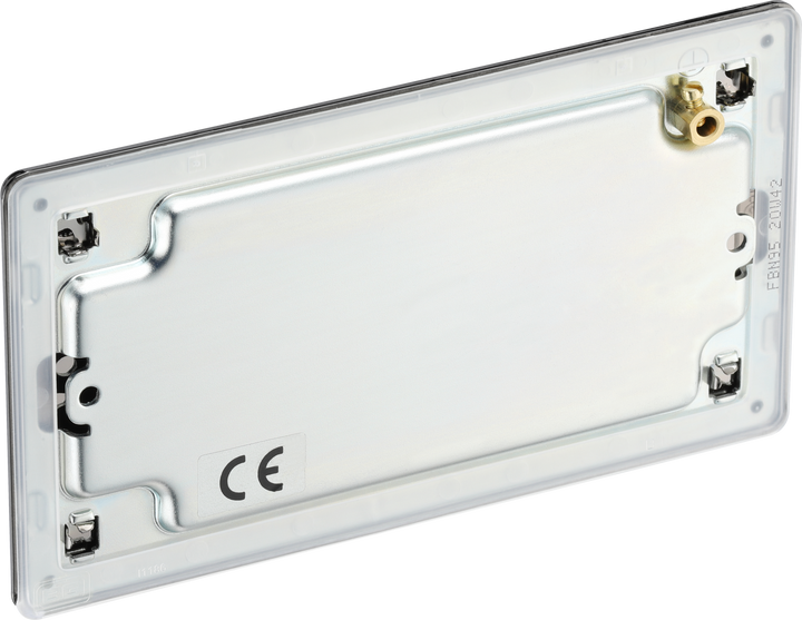  FBN95 Back - This screwless black nickel double blank plate from British General is ideal for covering unused electrical connections and has a slim clip-on/off front plate for a luxurious finish. 