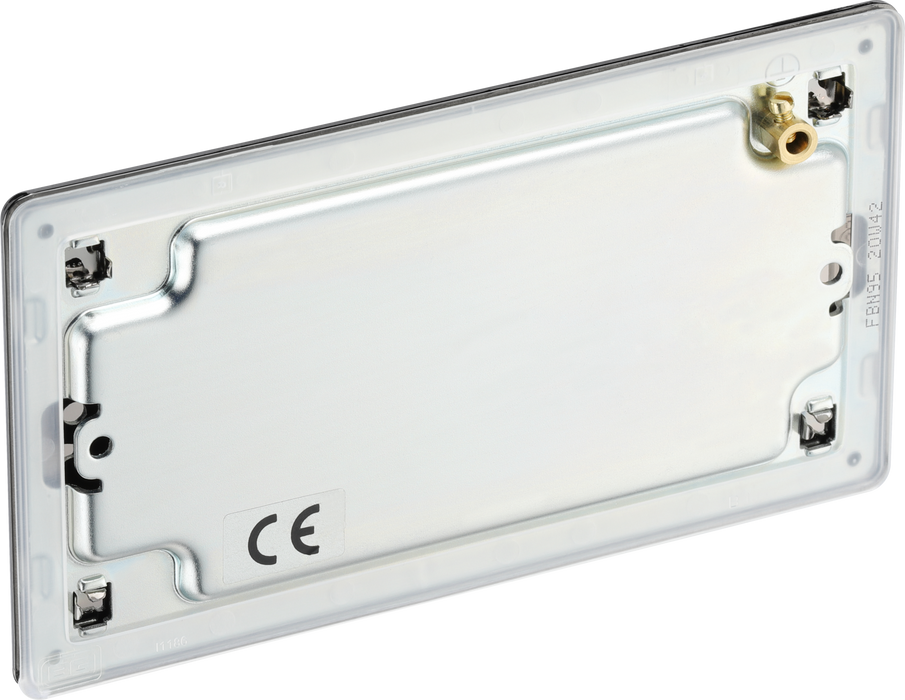  FBN95 Back - This screwless black nickel double blank plate from British General is ideal for covering unused electrical connections and has a slim clip-on/off front plate for a luxurious finish. 