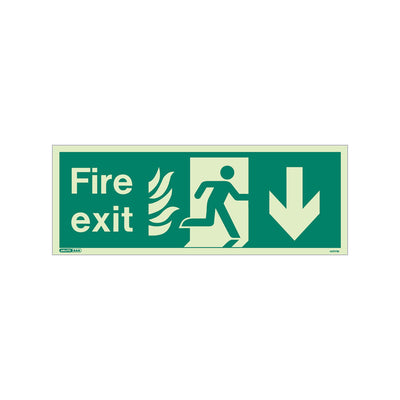 Extinguishers & Equipment: HTM 65 - NHS Estate Fire Exit Signs Size J: 200x450mm / Arrow Down by Jalite signs (SAFELINCS-JS437HTM/J)