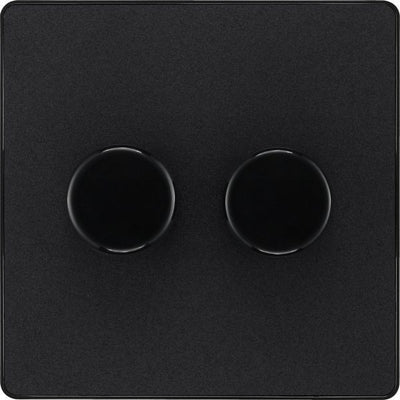 BG Evolve PCDMB82B Matt Black 2 Gang 200W Edge Switch-Black Insert