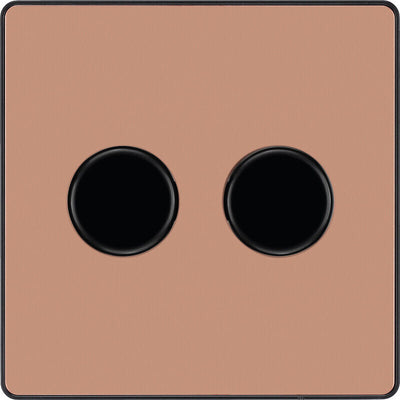 BG Evolve PCDCP82B Polished Copper 2 Gang 200W Intelligent Trailing Edge Dimmer Switch - Black Insert