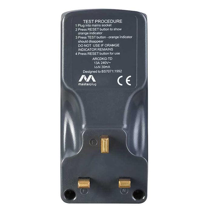 Masterplug ARCDKG Single Socket RCD Safety Adaptor, Black