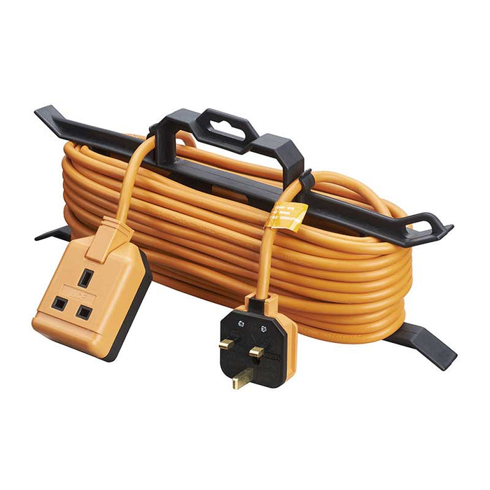 Masterplug Ct1513 Orange 1 Gang Garden Extension Lead on Cable Tidy 15m