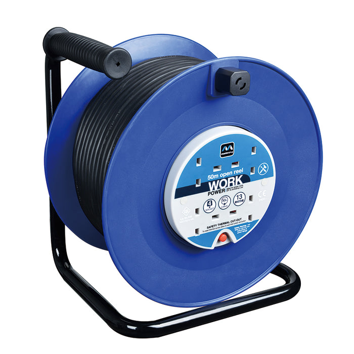 Masterplug HDCC5013/4BL 4 Gang 13A Open Cable Reel 50 Metres