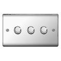 BG NPC83P Nexus 3 Gang, 2 Way, 400w Dimmer Switches-push Type Polished Chrome