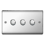BG NPC83P Nexus 3 Gang, 2 Way, 400w Dimmer Switches-push Type Polished Chrome by British General (BG-NPC83P-Shopify-SA_1)