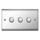 BG NPC83P Nexus 3 Gang, 2 Way, 400w Dimmer Switches-push Type Polished Chrome