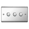 BG NPC83P Nexus 3 Gang, 2 Way, 400w Dimmer Switches-push Type Polished Chrome by British General (BG-NPC83P-Shopify-SA_1)