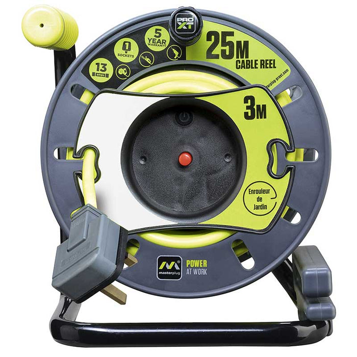 Masterplug OMU2513FL3IP-PX Pro XT Medium Reverse Open Cable Reel with In-Line
