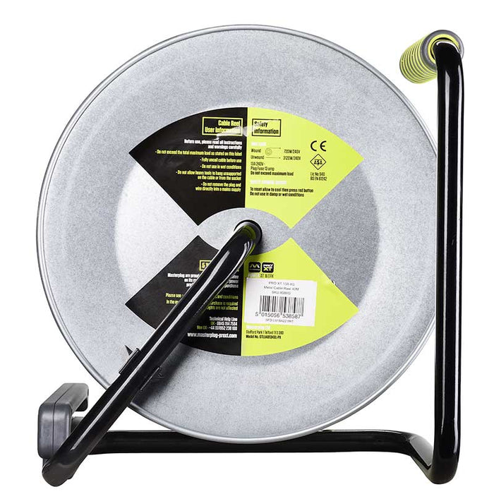 Masterplug OTLU40134SL-PX Pro XT 4 Gang Large Metal Cable Reel with Switch 40m
