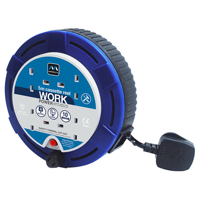 Masterplug SCT0510/4BL 4 Gang 10A Small Cassette Reel 5 Metres