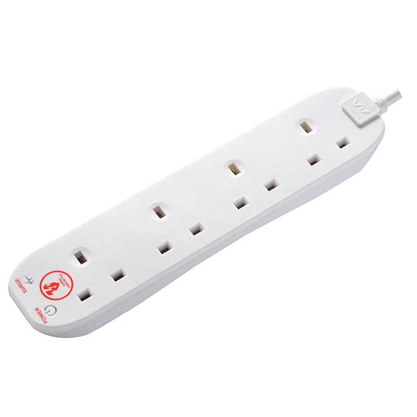 Masterplug SRG4210N White 4 Socket 13A 2m Surge-Protected Extension Lead