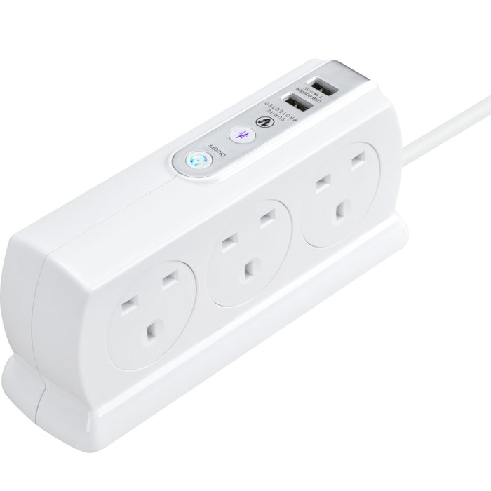 Masterplug SRGDSU62PW Socket Surge Protected Extension Lead with 2 USB Ports